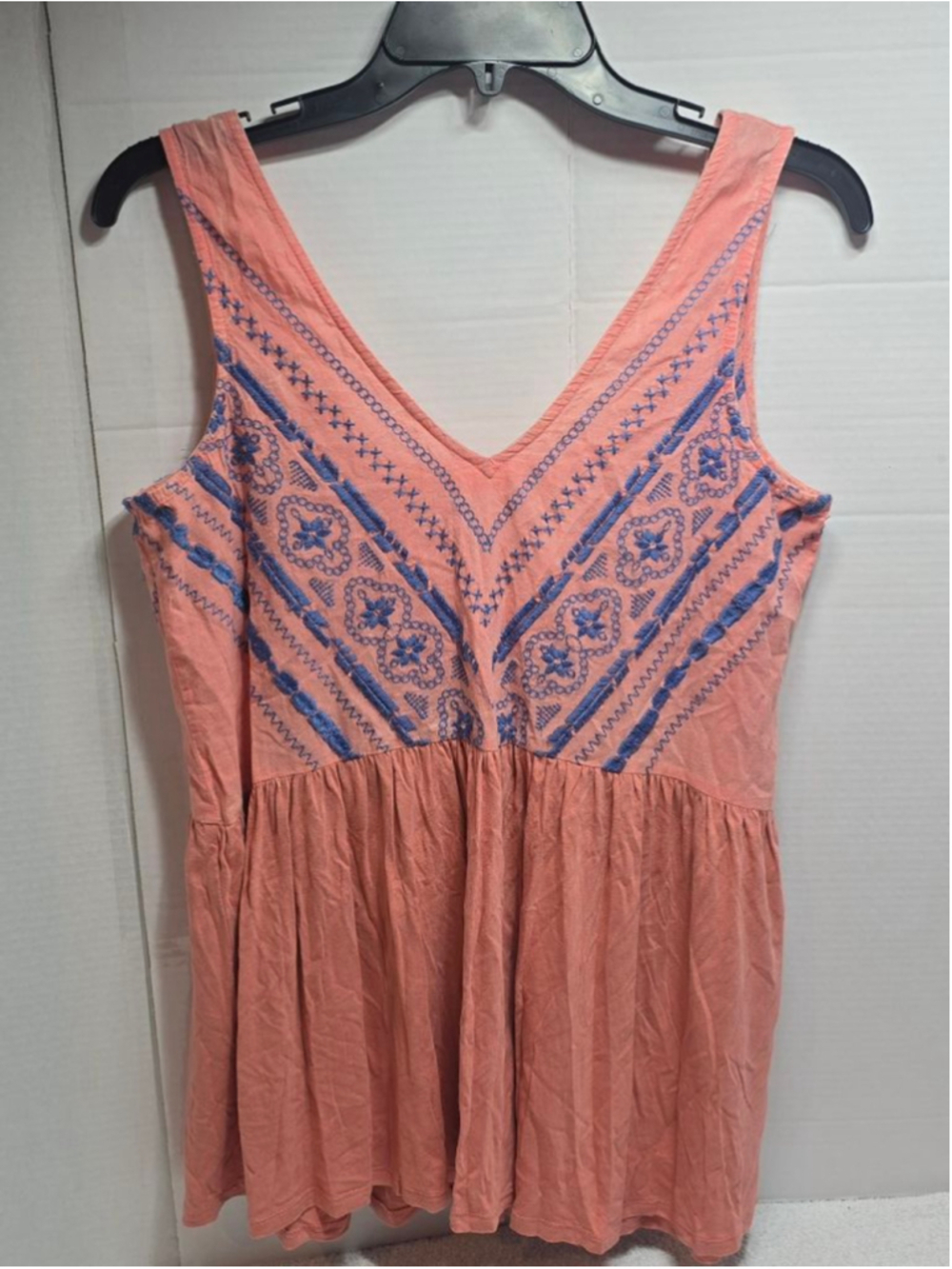 Women's Paper Crane Coral Blue Embroidered Tank Top L